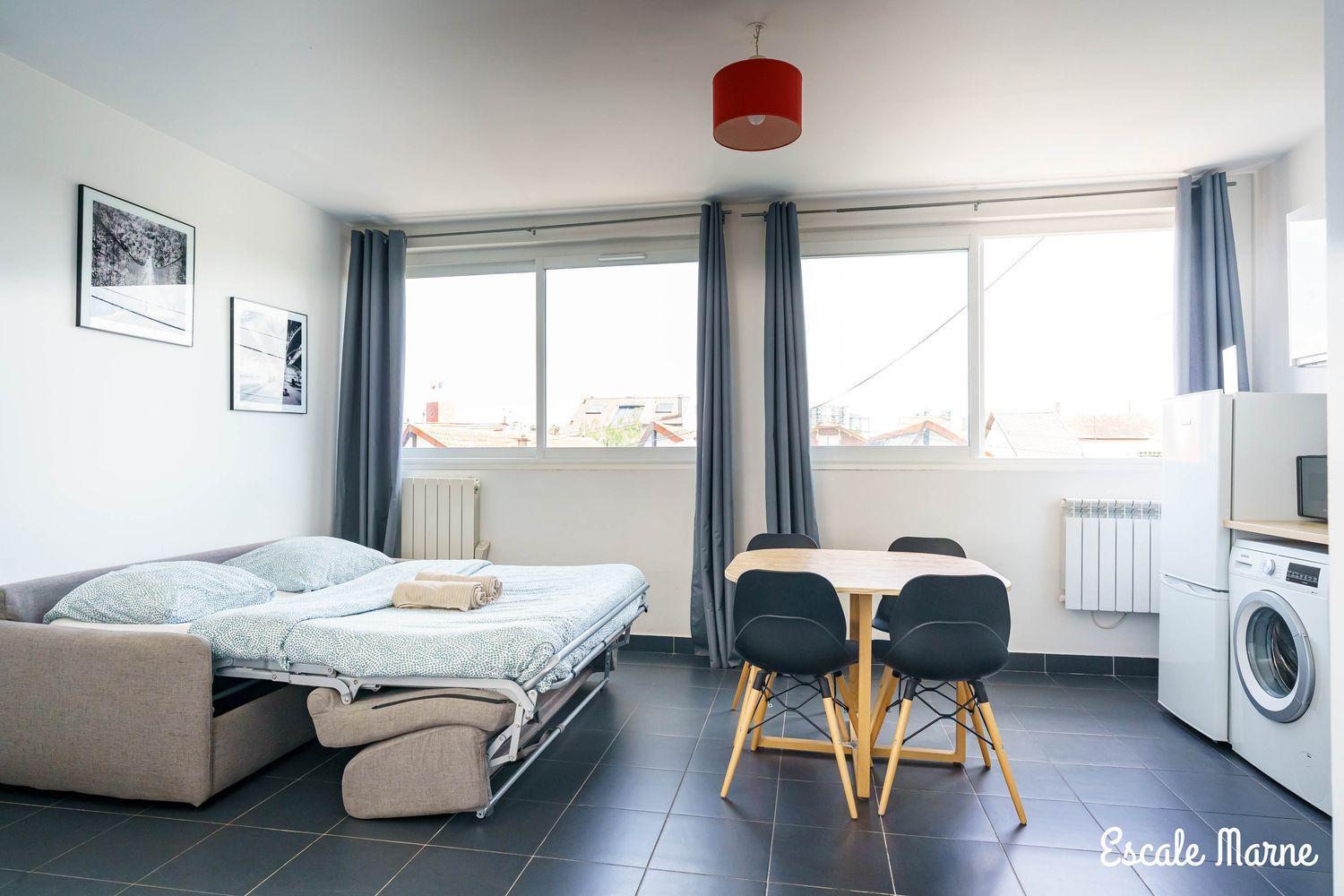 Escale-Marne Fr - 102 - Free Parking - Free Luggage Storage - All Equipped - Linen Included - Washing Machine - 10Mn Walk Metro 8 - Rer A - Panoramic View - From 1 To 4 Guests เมซง-อัลฟอร์ ภายนอก รูปภาพ